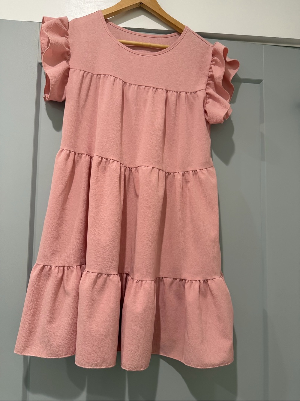 Pink Tiered Ruffle Sleeve dress
